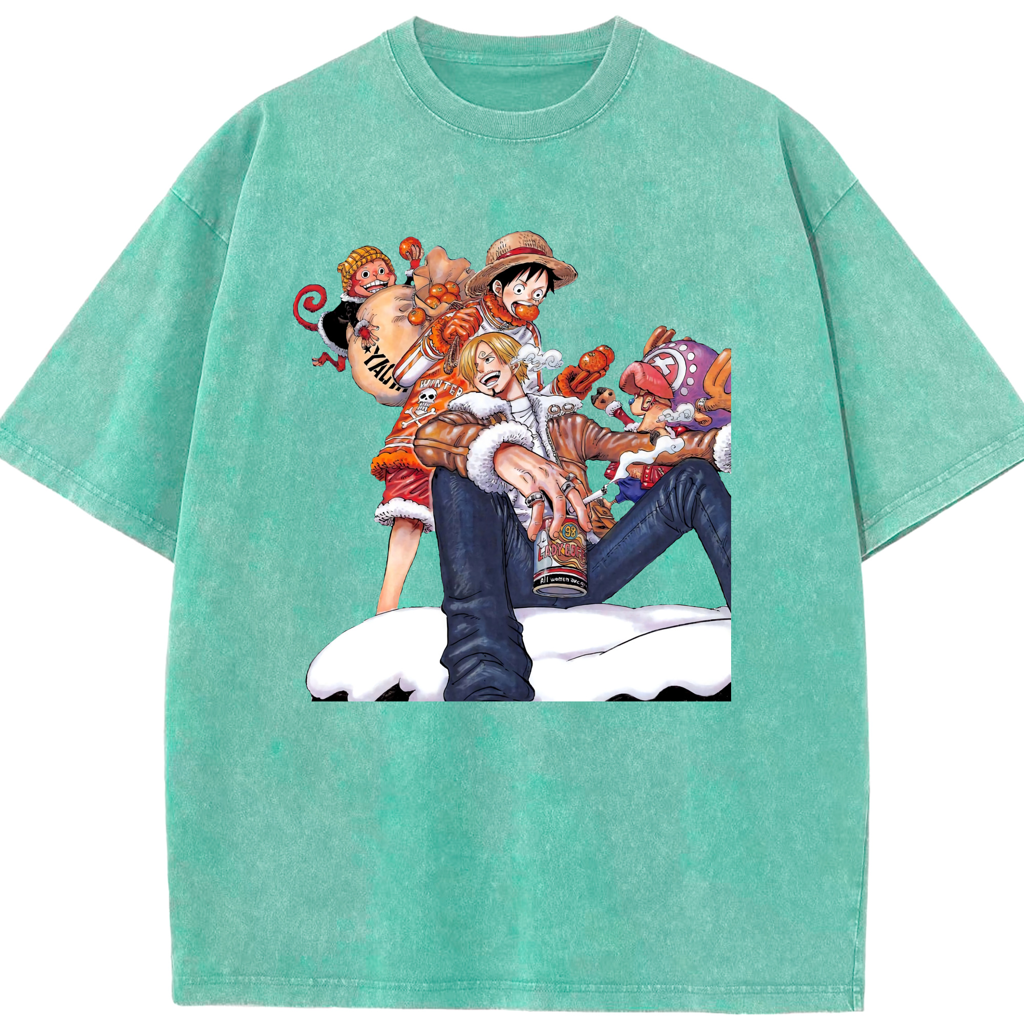 ワンピース サンジ ONE PIECE Sanji 綿100% ヴィンテージ風 半袖Tシャツ（フロントプリント）